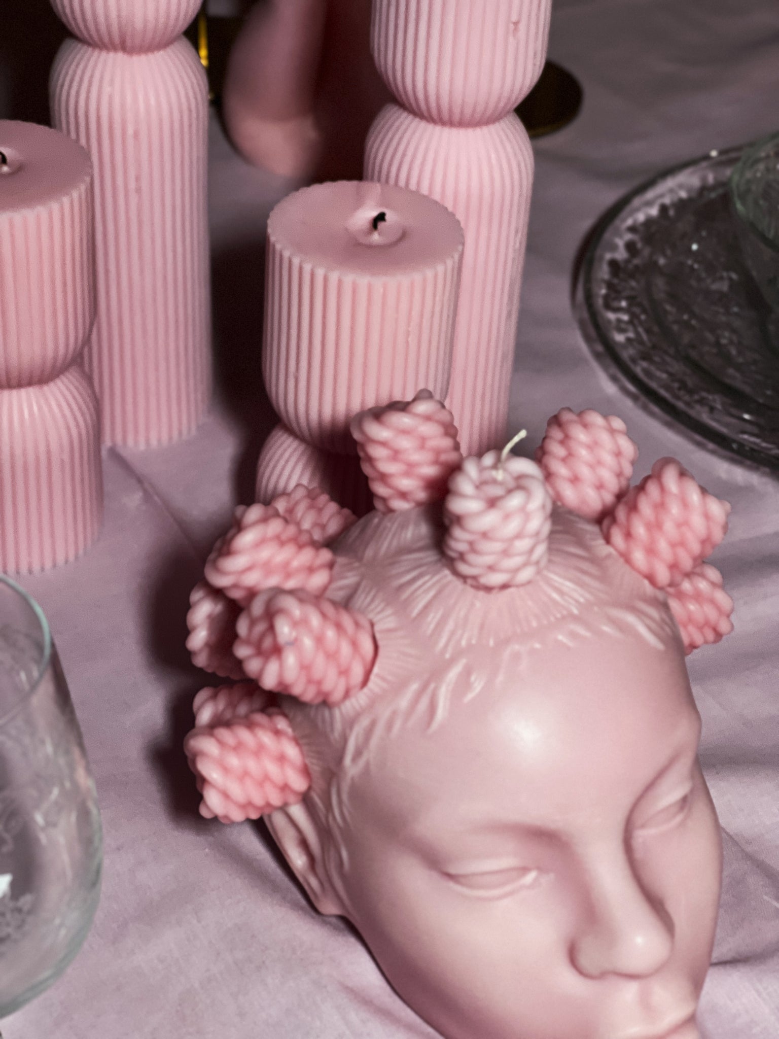Crown Glory Bantu Knot Candle in Pink Kitty ™ (removable knots) - Secret Scents of Ella